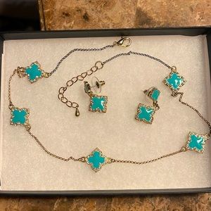 Beautiful costume earrings and necklace set in stunning blue